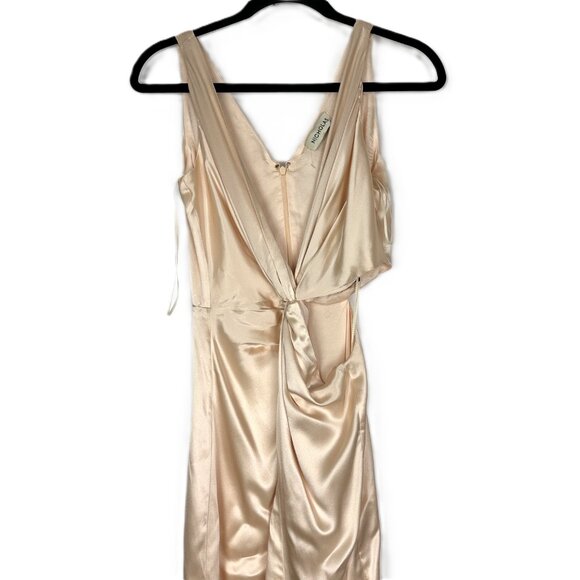NWT Nicholas Silvina Waist Cutout Satin‎ Silk Gown Ricotta Nude Neutral Size 6 - Picture 3 of 10
